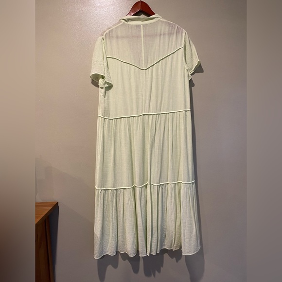 Rag & Bone 🍐 BRAT Libby Tiered Button Front Floaty Midi Dress in Luna Moth - Picture 11 of 13